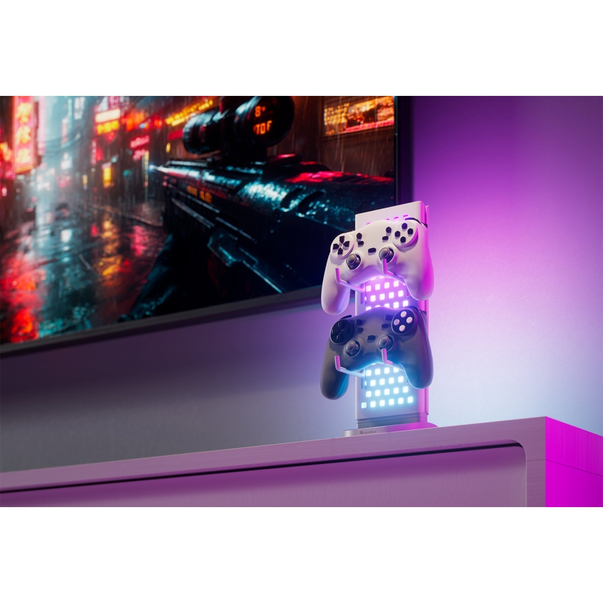 Nanoleaf - Stație de birou 3-în-1 cu încărcare, LED RGBIC reglabilă, 5V, 2700-6500K, albă