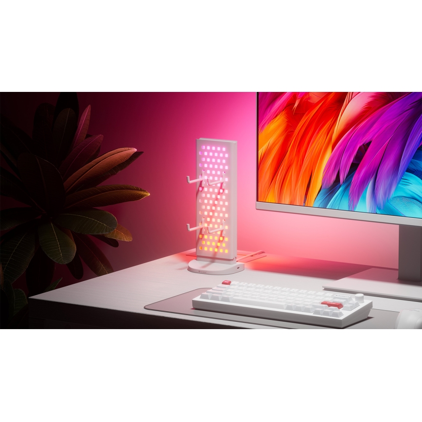 Nanoleaf - Stație de încărcare pentru birou 3-în-1 LED RGBIC cu intensitate reglabilă 5V 2700-6500K neagră