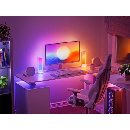 Nanoleaf - Stație de încărcare pentru birou 3-în-1 LED RGBIC cu intensitate reglabilă 5V 2700-6500K neagră