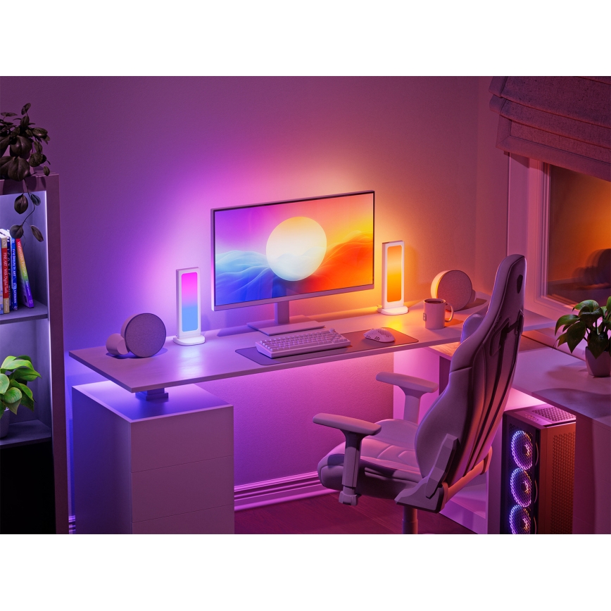 Nanoleaf - Stație de încărcare pentru birou 3-în-1 LED RGBIC cu intensitate reglabilă 5V 2700-6500K neagră