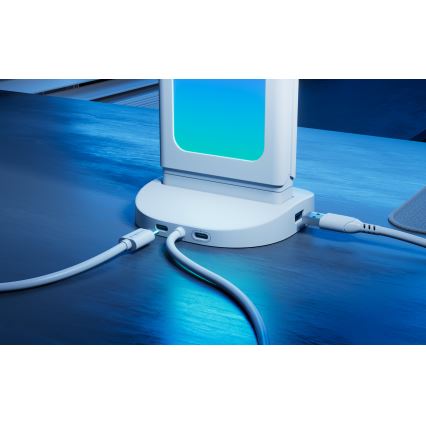 Nanoleaf - Stație de încărcare pentru birou 3-în-1 LED RGBIC cu intensitate reglabilă 5V 2700-6500K neagră