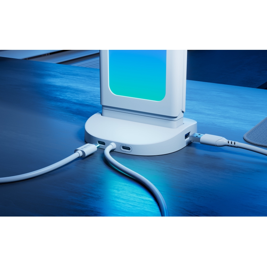 Nanoleaf - Stație de încărcare pentru birou 3-în-1 LED RGBIC cu intensitate reglabilă 5V 2700-6500K neagră