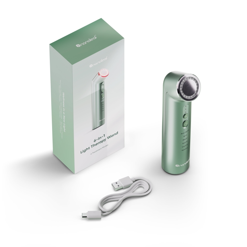 Nanoleaf - Dispozitiv cu LED și ultrasunete pentru întinerirea pielii, 6 în 1, 5W/2500 mAh, mentă