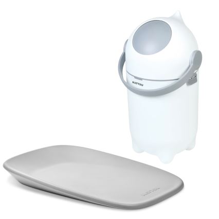 Nattou - Coș pentru scutece și saltea de schimb SOFTY 50 x 70 cm alb/gri
