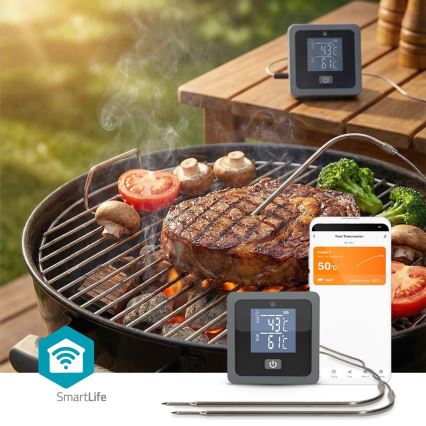 Termometru digital inteligent pentru carne cu afișaj LCD SmartLife 0-300 °C 2xAAA