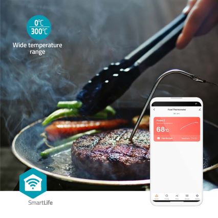 Termometru digital inteligent pentru carne cu afișaj LCD SmartLife 0-300 °C 2xAAA