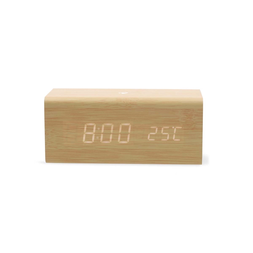 Ceas deșteptător digital din lemn cu afișaj LED și termometru, 5V/1xCR2032