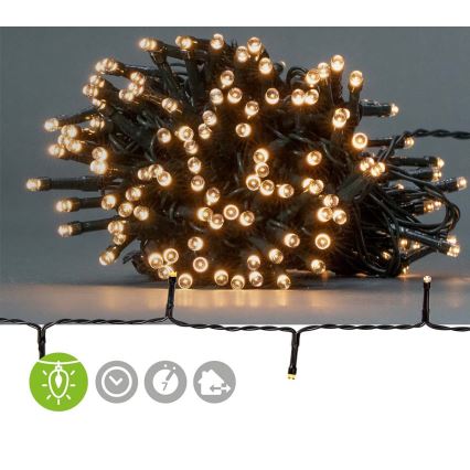 Ghirlandă LED pentru exterior 192xLED/7 funcții/3xAA 14,9m IP44 alb cald