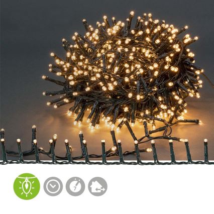 Ghirlandă LED de exterior, 560 LED-uri, 7 moduri, 14 m, IP44, alb cald