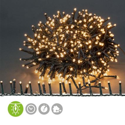 Ghirlandă LED de exterior 700 LED/7 funcții, 17 m, IP44, alb cald
