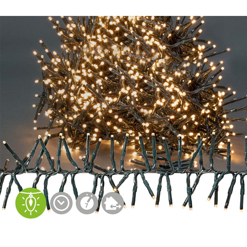 Ghirlandă LED pentru exterior, 1512 LED, 7 funcții, 14 m, IP44, alb cald