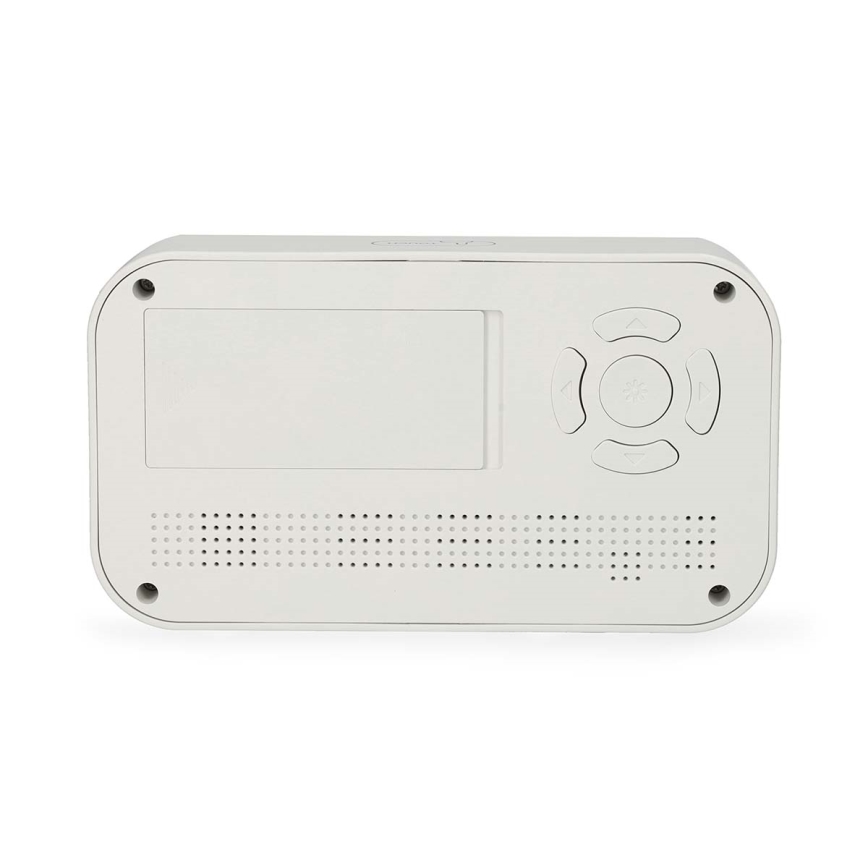 Ceas digital cu alarmă, termometru și higrometru, 2x AA, alb