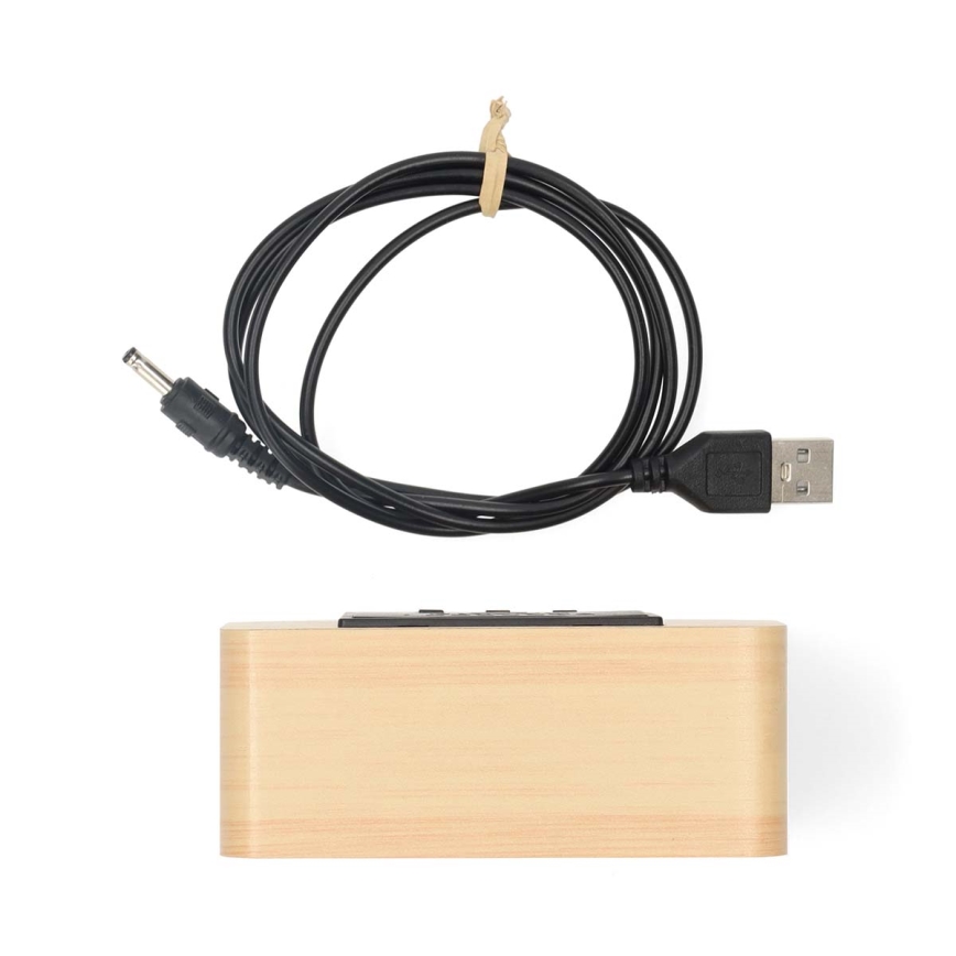 Ceas deșteptător digital din lemn cu afișaj LED și termometru, 5V/3xAAA