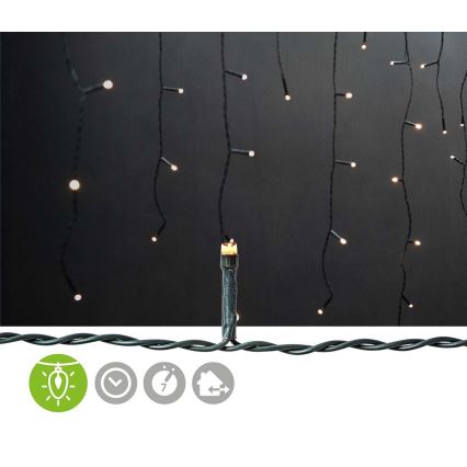 Perdea LED pentru exterior, 180 LED, 7 funcții, 10,9 m, IP44, alb cald