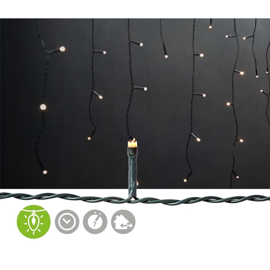 Perdea LED pentru exterior, 180 LED, 7 funcții, 10,9 m, IP44, alb cald