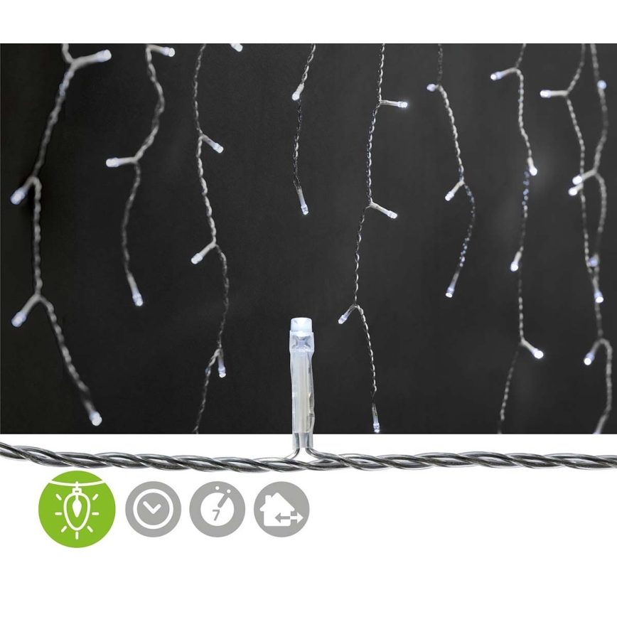 Perdea LED pentru exterior, 180 LED, 7 funcții, 10,9 m, IP44, alb rece