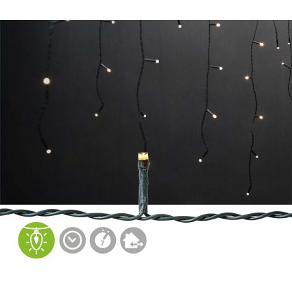 Instalație LED tip perdea pentru exterior, 360 LED, 7 funcții, 14 m, IP44, alb cald