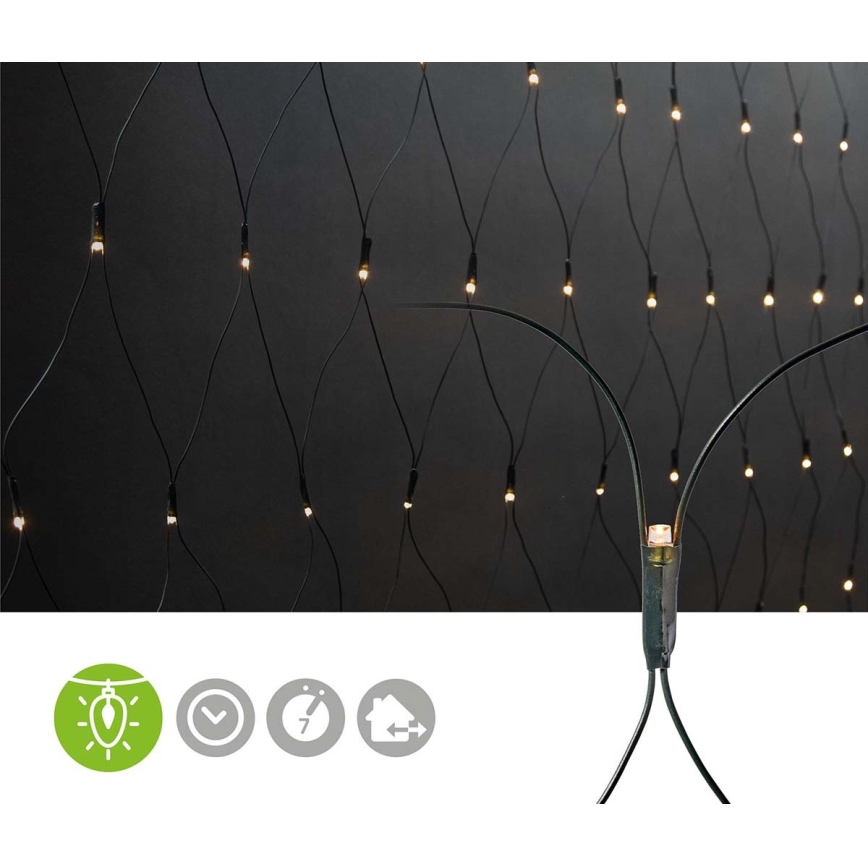 Instalație LED de exterior tip perdea, 320 LED, 7 funcții, 6 m, IP44, alb cald