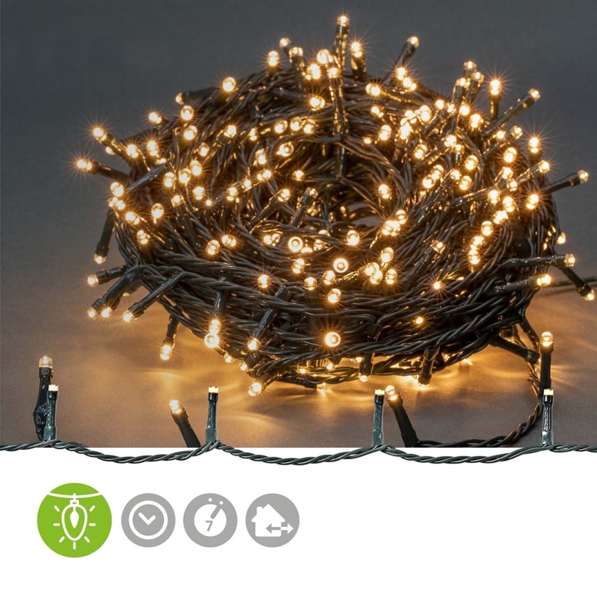 Ghirlandă LED pentru exterior, 57 m, 720 LED, 7 funcții, IP44, alb cald