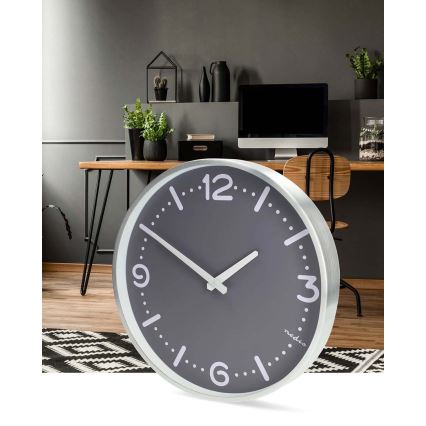 Ceas de perete Ø 30,5 cm, 1x AA, crom mat