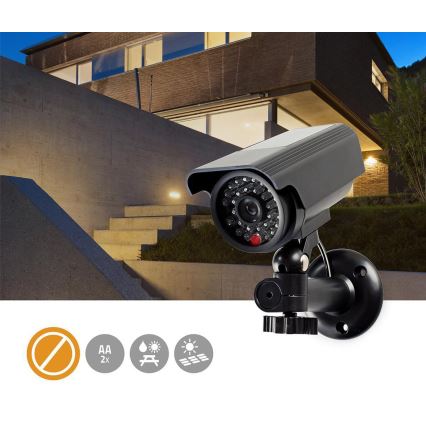 Model LED de cameră de supraveghere cu panou solar, 2xAA, IP44