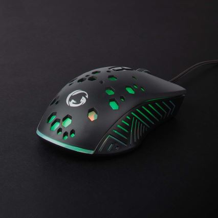 Mouse de gaming LED neagră, 7 butoane, 800/1200/2400/3200/4800/7200 DPI