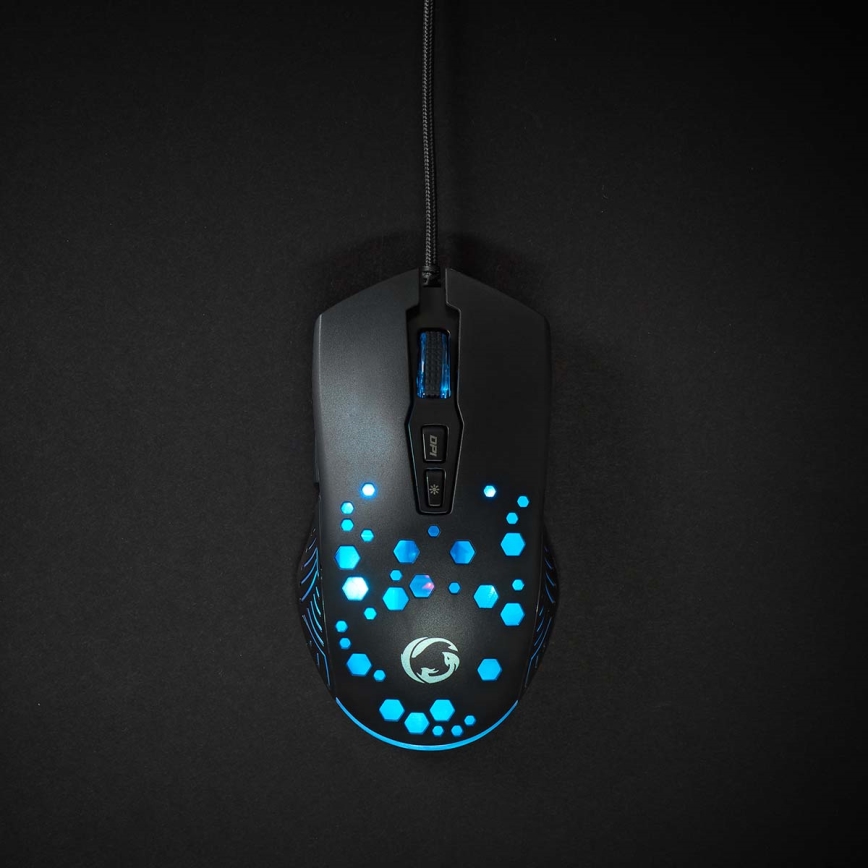 Mouse de gaming LED neagră, 7 butoane, 800/1200/2400/3200/4800/7200 DPI