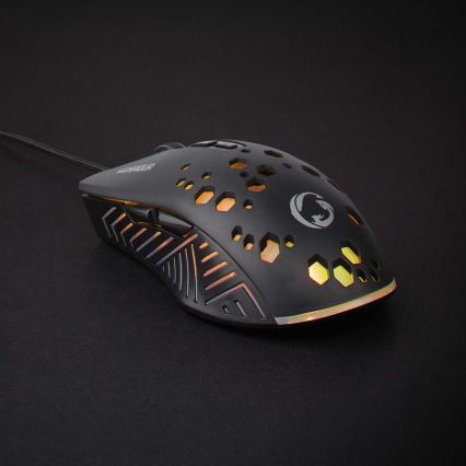 Mouse de gaming LED neagră, 7 butoane, 800/1200/2400/3200/4800/7200 DPI