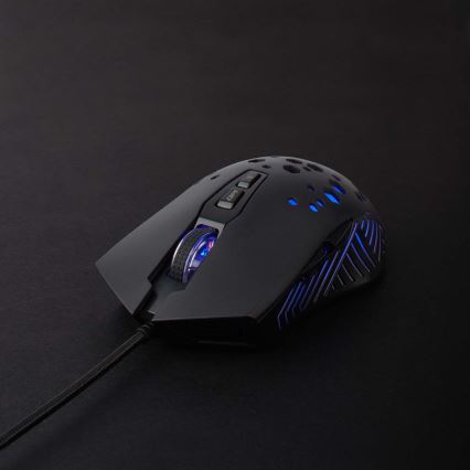 Mouse de gaming LED neagră, 7 butoane, 800/1200/2400/3200/4800/7200 DPI