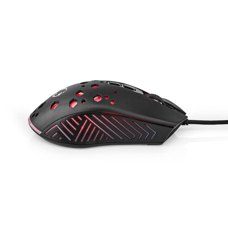 Mouse de gaming LED neagră, 7 butoane, 800/1200/2400/3200/4800/7200 DPI