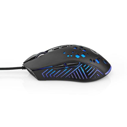 Mouse de gaming LED neagră, 7 butoane, 800/1200/2400/3200/4800/7200 DPI