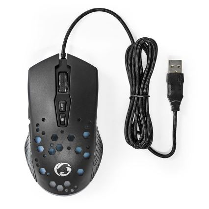 Mouse de gaming LED neagră, 7 butoane, 800/1200/2400/3200/4800/7200 DPI