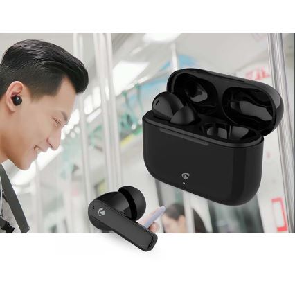 Căști wireless cu ENC, 450 mAh + 2x 40 mAh, IPX4, negru