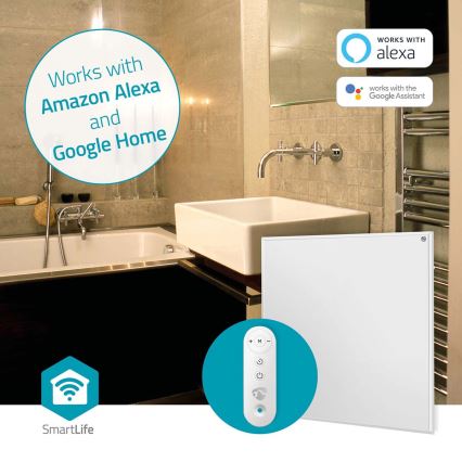 Panou radiant cu infraroșu 350 W / 230 V, 59,8 x 62 cm, IP44, Wi‑Fi Tuya + telecomandă