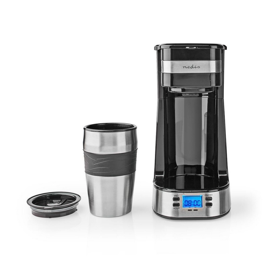 Cafetieră pentru o ceașcă, 0,4 l, cu temporizator și cană de călătorie