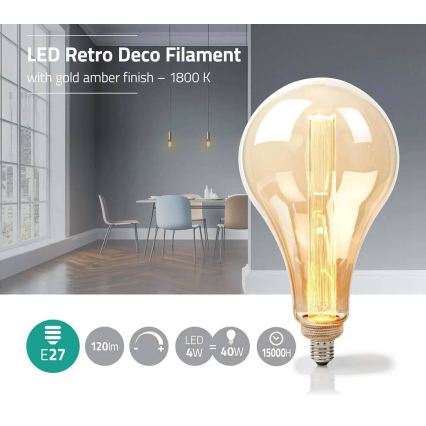 Bec LED dimabil FILAMENT PS165 E27/3,5W/230V 1800K