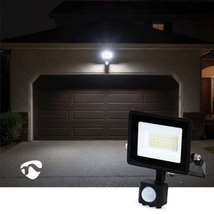 Proiector LED cu senzor de mișcare și crepuscular, cu priză, 20W/230V, IP44