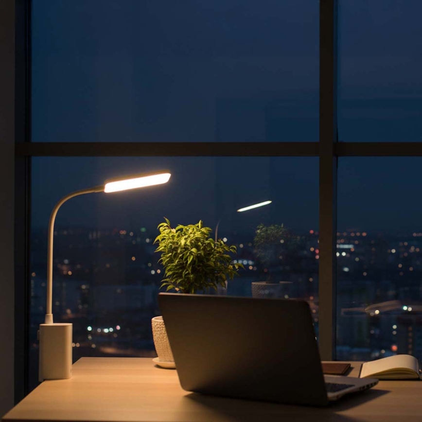 Lampă LED de birou cu clemă, reglabilă, tactilă, flexibilă și reîncărcabilă — 5W/1200 mAh, albă