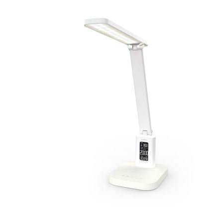 Lampă de birou LED tactilă, reîncărcabilă, reglabilă, cu afișaj, 7,5 W, baterie 1200 mAh, 3000/4000/5700 K, CRI 90, alb