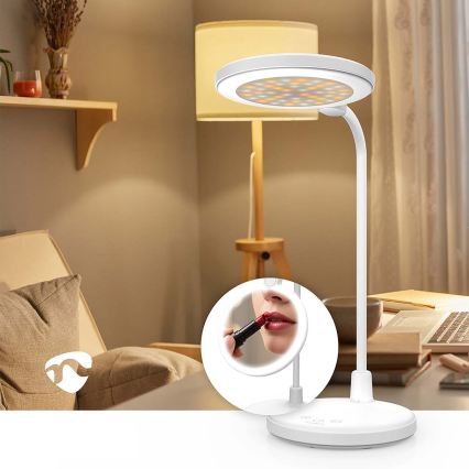Lampă LED tactilă reîncărcabilă cu oglindă, reglabilă, 6W, 1200 mAh, 3000/4000/5700K, CRI 90, albă