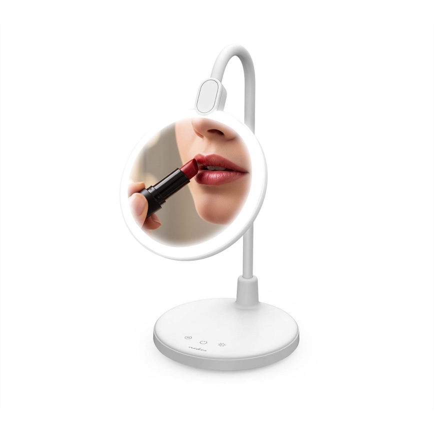 Lampă LED tactilă reîncărcabilă cu oglindă, reglabilă, 6W, 1200 mAh, 3000/4000/5700K, CRI 90, albă