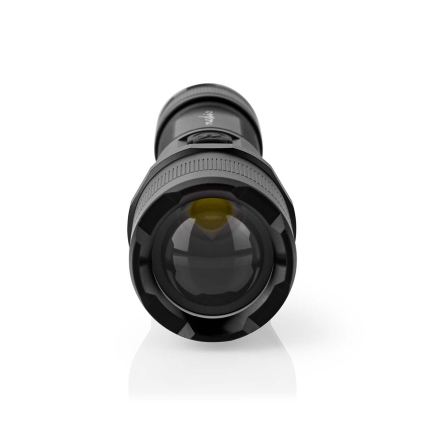 Lanternă LED reîncărcabilă din aluminiu, cu reglaj de intensitate, 10W/5V, 2200 mAh, IPX4, negru