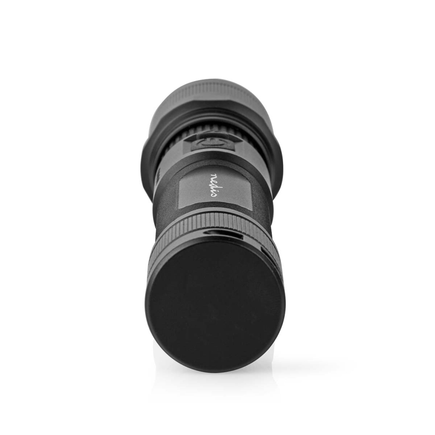 Lanternă LED reîncărcabilă din aluminiu, cu reglaj de intensitate, 10W/5V, 2200 mAh, IPX4, negru