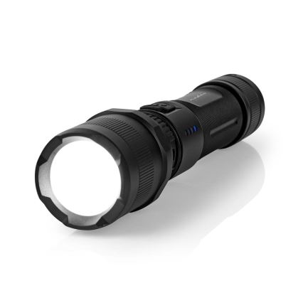 Lanternă LED reîncărcabilă din aluminiu, cu reglaj de intensitate, 10W/5V, 2200 mAh, IPX4, negru