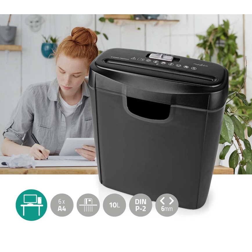 Distrugător de documente A4, capacitate 10 l, 230V, negru