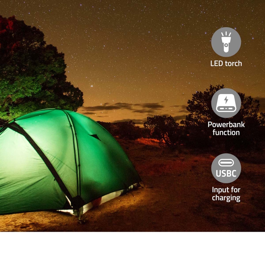 Radio DAB+/FM cu manivelă, panou solar și lanternă LED, 5V/2500 mAh, verde/negru