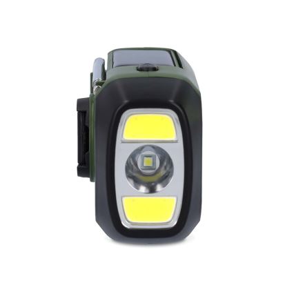 Radio DAB+/FM cu manivelă, panou solar și lanternă LED, 5V/2500 mAh, verde/negru