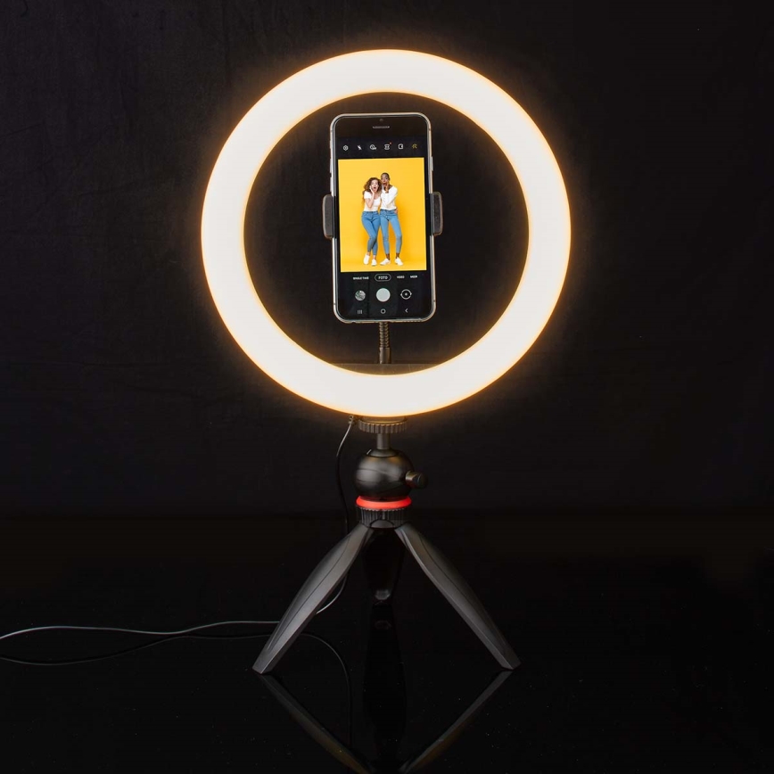 Lampă LED reglabilă pe trepied cu suport pentru vlog, LED/6W/USB 2700-6700K