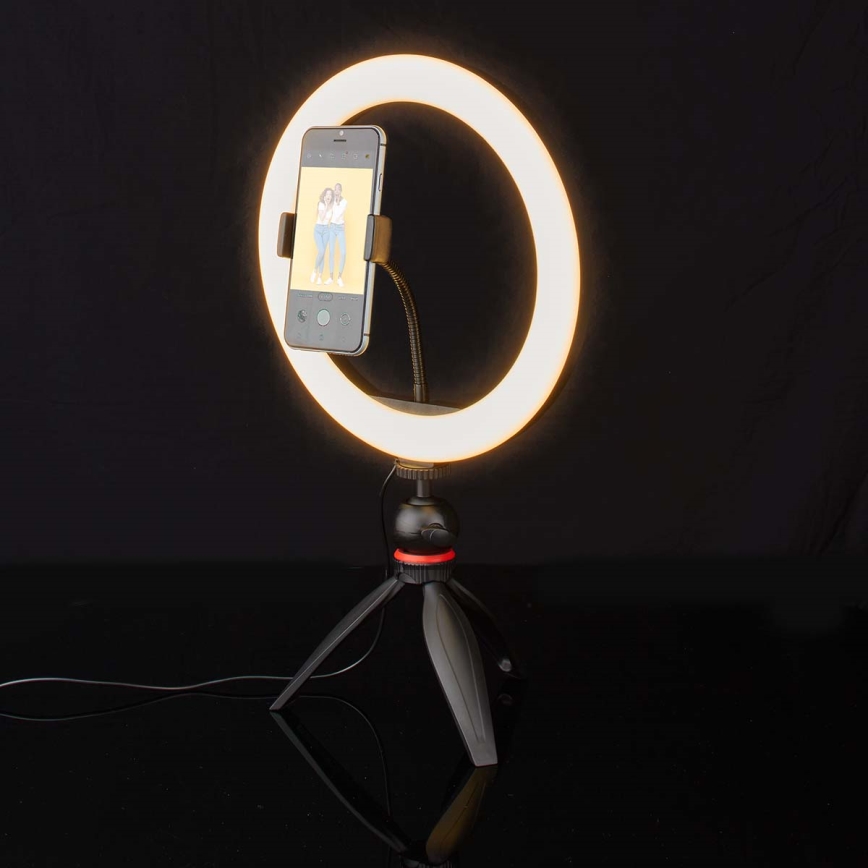 Lampă LED reglabilă pe trepied cu suport pentru vlog, LED/6W/USB 2700-6700K