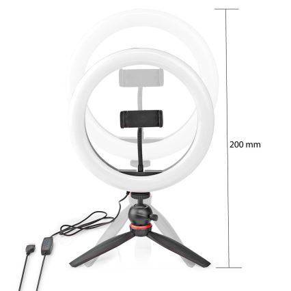 Lampă LED reglabilă pe trepied cu suport pentru vlog, LED/6W/USB 2700-6700K